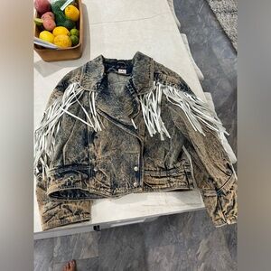 Vintage fringe denim jacket